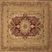 Square Medallion Brown Traditional Rug, tr480brn