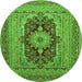 Machine Washable Medallion Green Traditional Area Rugs, wshtr480grn