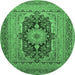 Round Medallion Emerald Green Traditional Rug, tr480emgrn