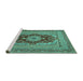 Sideview of Machine Washable Medallion Turquoise Traditional Area Rugs, wshtr480turq