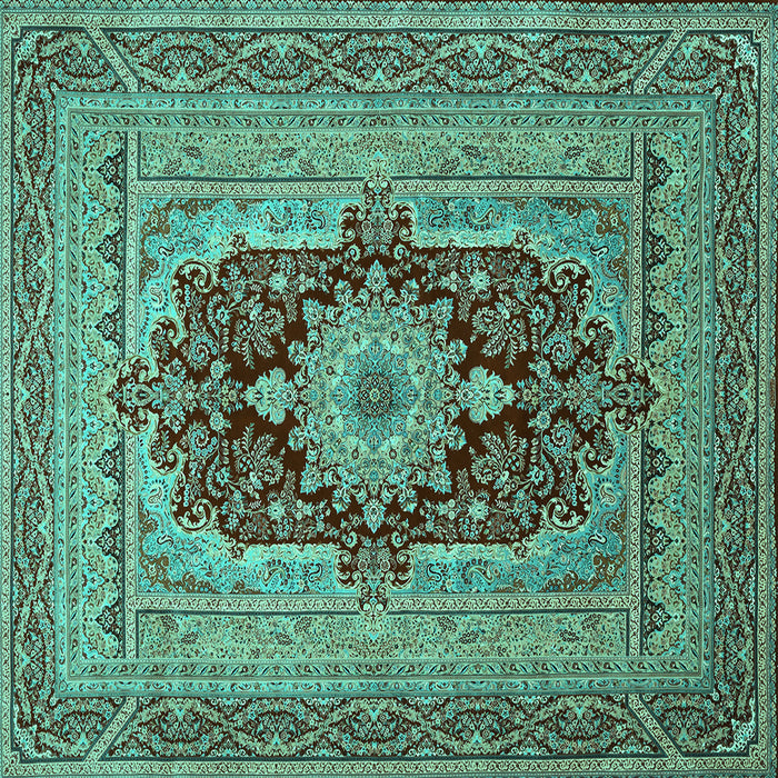 Square Medallion Turquoise Traditional Rug, tr480turq