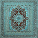 Square Medallion Light Blue Traditional Rug, tr480lblu