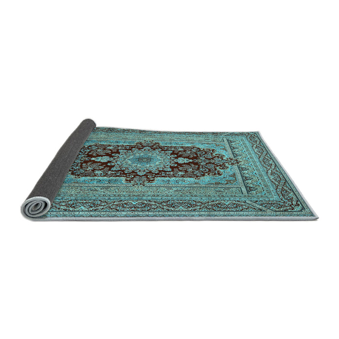 Sideview of Medallion Light Blue Traditional Rug, tr480lblu