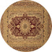 Round Medallion Brown Traditional Rug, tr480brn