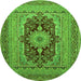 Square Medallion Green Traditional Rug, tr480grn