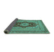 Sideview of Medallion Turquoise Traditional Rug, tr480turq