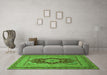 Machine Washable Medallion Green Traditional Area Rugs in a Living Room,, wshtr480grn