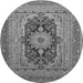 Machine Washable Medallion Gray Traditional Rug, wshtr480gry