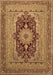 Machine Washable Medallion Brown Traditional Rug, wshtr480brn