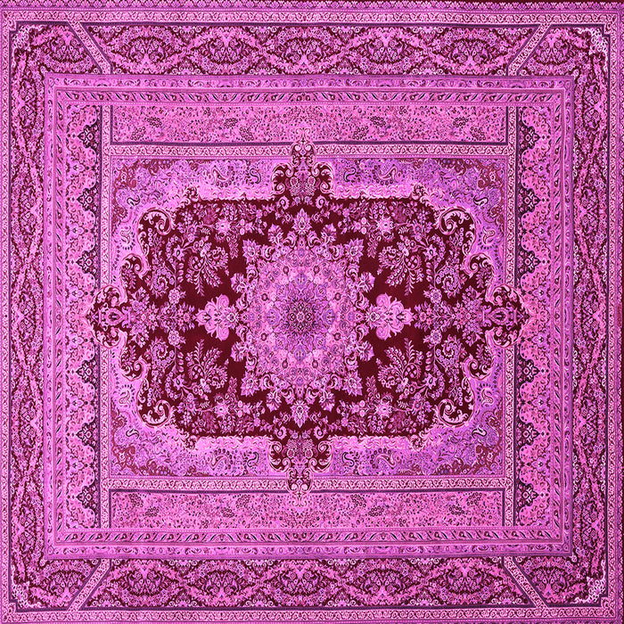 Square Machine Washable Medallion Pink Traditional Rug, wshtr480pnk
