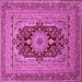 Square Machine Washable Medallion Pink Traditional Rug, wshtr480pnk