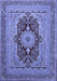 Machine Washable Medallion Blue Traditional Rug, wshtr480blu