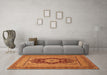 Machine Washable Medallion Orange Traditional Area Rugs in a Living Room, wshtr480org
