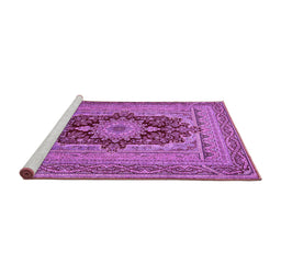 Sideview of Machine Washable Medallion Purple Traditional Area Rugs, wshtr480pur