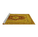 Sideview of Machine Washable Medallion Yellow Traditional Rug, wshtr480yw