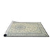 Sideview of Machine Washable Traditional Gunmetal Gray Rug, wshtr481