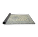 Sideview of Traditional Gunmetal Gray Medallion Rug, tr481