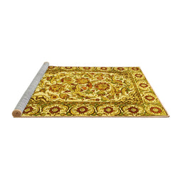 Sideview of Machine Washable Persian Yellow Traditional Rug, wshtr4810yw
