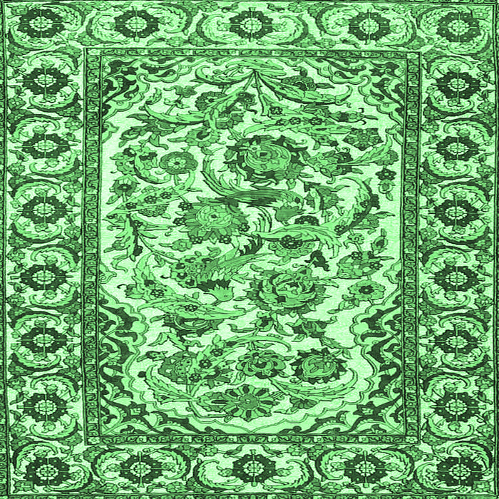 Square Machine Washable Persian Emerald Green Traditional Area Rugs, wshtr4810emgrn