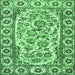 Square Machine Washable Persian Emerald Green Traditional Area Rugs, wshtr4810emgrn