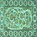 Square Machine Washable Persian Turquoise Traditional Area Rugs, wshtr4810turq