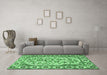 Machine Washable Persian Emerald Green Traditional Area Rugs in a Living Room,, wshtr4810emgrn