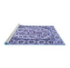 Sideview of Machine Washable Persian Blue Traditional Rug, wshtr4810blu