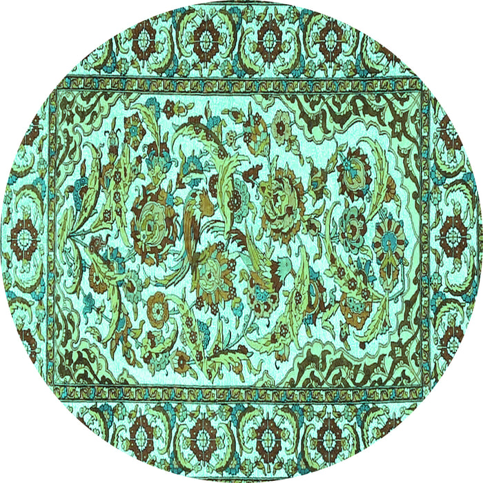 Round Persian Turquoise Traditional Rug, tr4810turq