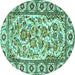 Round Persian Turquoise Traditional Rug, tr4810turq