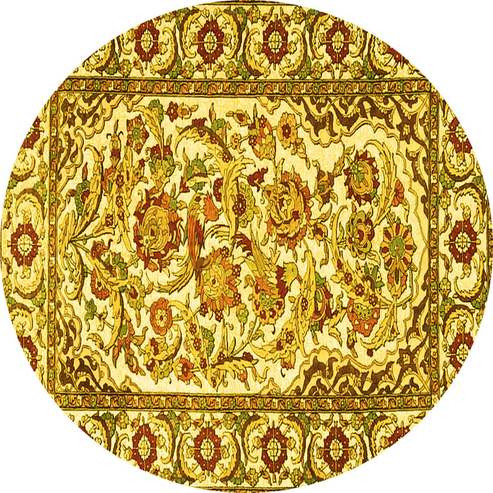 Round Persian Yellow Traditional Rug, tr4810yw
