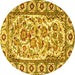 Round Persian Yellow Traditional Rug, tr4810yw