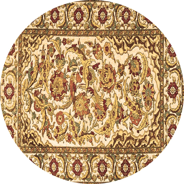 Round Persian Brown Traditional Rug, tr4810brn
