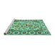 Sideview of Machine Washable Persian Turquoise Traditional Area Rugs, wshtr4810turq