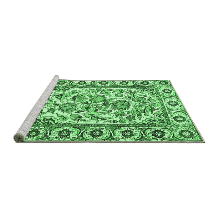 Sideview of Machine Washable Persian Emerald Green Traditional Area Rugs, wshtr4810emgrn