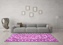 Machine Washable Persian Purple Traditional Area Rugs in a Living Room, wshtr4810pur