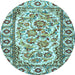 Round Machine Washable Persian Light Blue Traditional Rug, wshtr4810lblu