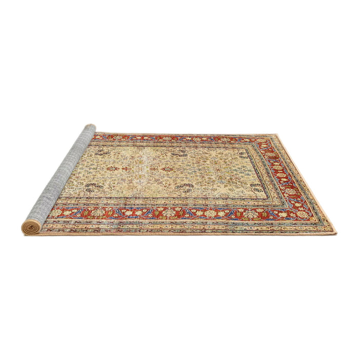 Sideview of Machine Washable Traditional Brown Gold Rug, wshtr4811
