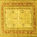 Square Machine Washable Persian Yellow Traditional Rug, wshtr4811yw