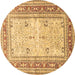 Round Persian Brown Traditional Rug, tr4811brn