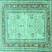 Square Machine Washable Persian Turquoise Traditional Area Rugs, wshtr4811turq