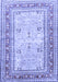 Machine Washable Persian Blue Traditional Rug, wshtr4811blu