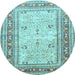 Round Persian Light Blue Traditional Rug, tr4811lblu