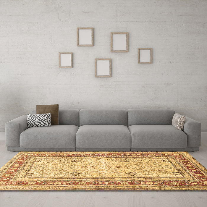 Machine Washable Persian Brown Traditional Rug in a Living Room,, wshtr4811brn