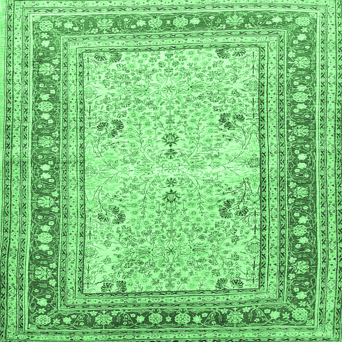 Square Machine Washable Persian Emerald Green Traditional Area Rugs, wshtr4811emgrn
