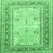 Square Machine Washable Persian Emerald Green Traditional Area Rugs, wshtr4811emgrn