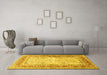 Machine Washable Persian Yellow Traditional Rug in a Living Room, wshtr4811yw