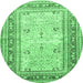 Round Persian Emerald Green Traditional Rug, tr4811emgrn