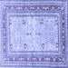 Square Machine Washable Persian Blue Traditional Rug, wshtr4811blu