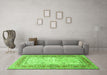 Machine Washable Persian Green Traditional Area Rugs in a Living Room,, wshtr4811grn