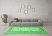 Machine Washable Persian Emerald Green Traditional Area Rugs in a Living Room,, wshtr4811emgrn